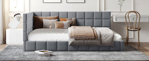 English Elm Full Size Velvet Upholstered Daybed Sofa Frame Mid-century Modern Guest Room Bed LP000715AAE-1