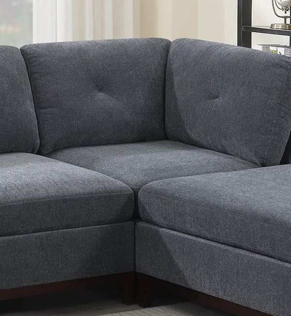 English Elm Modular Corner Wedge Sectional Unit Ash Chenille Tufted Back with Exposed Wood Legs B011104328