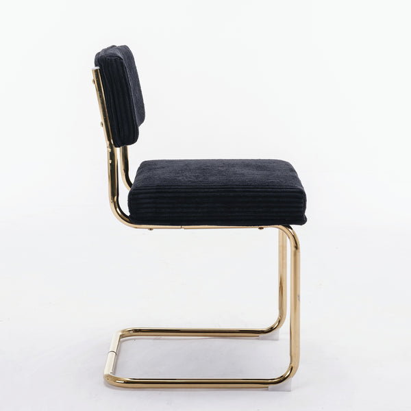 English Elm A&A Modern Armless Accent Chairs, Plush Black Corduroy, Gold Metal Base, Set Of 2 For Stylish Decor W114367601