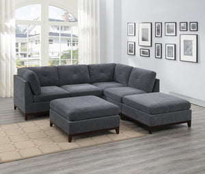 English Elm Ash Grey Chenille Modular Sectional 6Pc Set - Versatile L-Shaped Couch With Ottomans & Chairs B011S00362