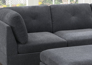 English Elm Ash Grey Chenille Modular Sectional 6Pc Set - Versatile L-Shaped Couch With Ottomans & Chairs B011S00362