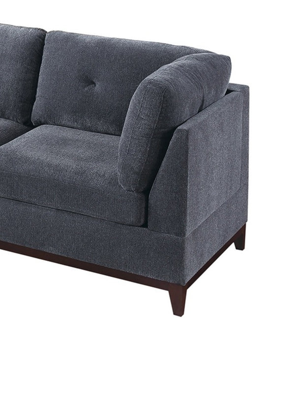 English Elm Modular Corner Wedge Sectional Unit Ash Chenille Tufted Back with Exposed Wood Legs B011104328