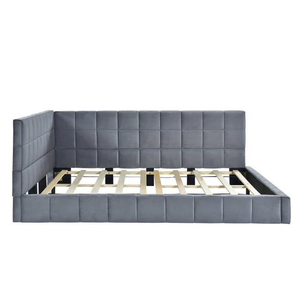 English Elm Full Size Velvet Upholstered Daybed Sofa Frame Mid-century Modern Guest Room Bed LP000715AAE-1
