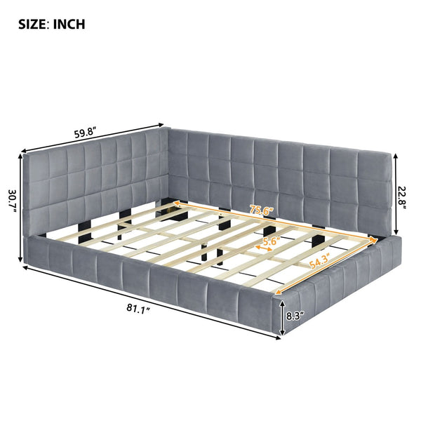 English Elm Full Size Velvet Upholstered Daybed Sofa Frame Mid-century Modern Guest Room Bed LP000715AAE-1