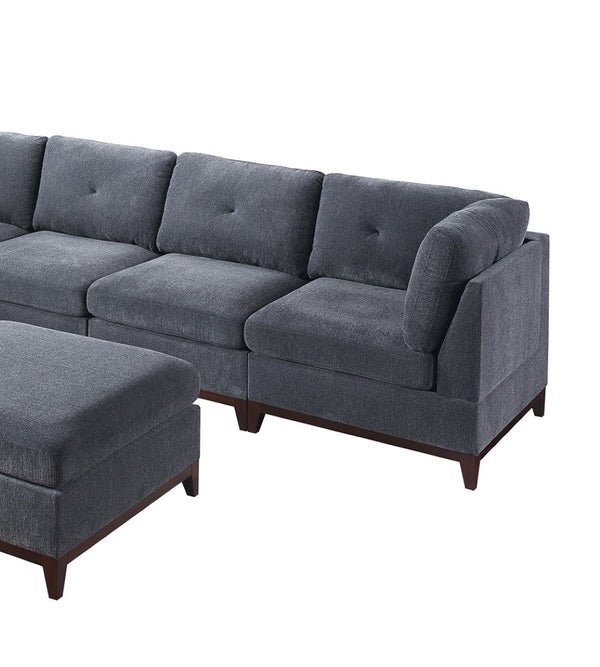 English Elm Modular Armless Chair Ash Chenille Tufted Cushion Exposed Wood Base Living Room B011104329