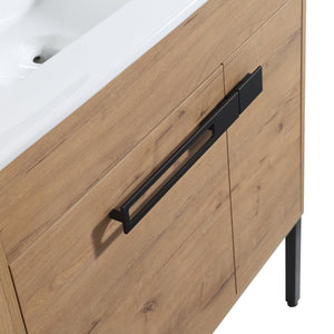 English Elm 30 30 Inch Freestanding Bathroom Vanity Cabinet Dual-Install Wall or Floor, Soft-Close Doors, Metal Handles, Adjustable Shelf, Feet Included W999104320