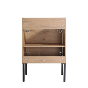 English Elm 24 24 Inch Bathroom Vanity with Ceramic Sink, Freestanding or Wall-Mount, Soft-Close Doors, Storage W999S00076
