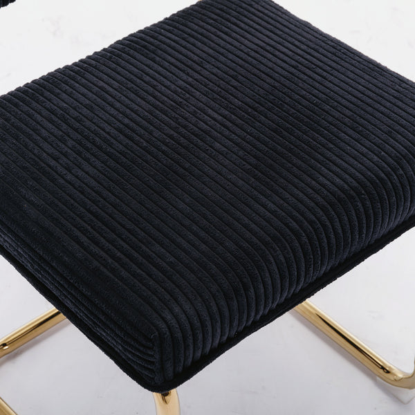English Elm A&A Modern Armless Accent Chairs, Plush Black Corduroy, Gold Metal Base, Set Of 2 For Stylish Decor W114367601