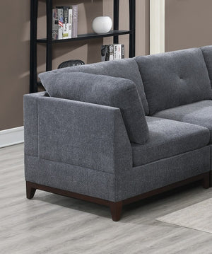 English Elm Modular Corner Wedge Sectional Unit Ash Chenille Tufted Back with Exposed Wood Legs B011104328