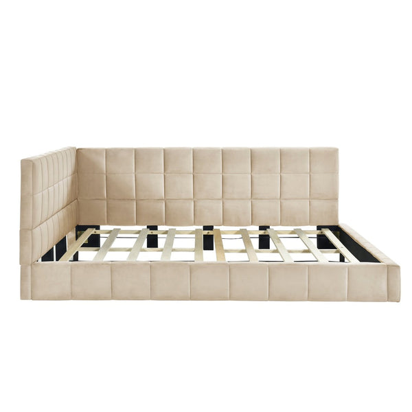 English Elm Full Size Velvet Upholstered Daybed Sofa Frame Mid-century Modern Guest Room Bed LP000715AAA