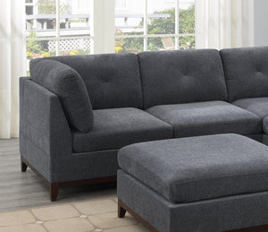 English Elm Ash Grey Chenille Modular Sectional 6Pc Set - Versatile L-Shaped Couch With Ottomans & Chairs B011S00362
