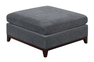 English Elm Modular Tufted Chenille Ottoman with Wood Legs for Contemporary Living Rooms B011104330