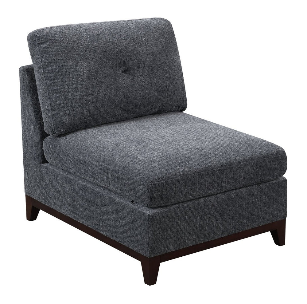 English Elm Modular Armless Chair Ash Chenille Tufted Cushion Exposed Wood Base Living Room B011104329