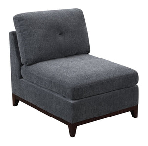 English Elm Modular Armless Chair Ash Chenille Tufted Cushion Exposed Wood Base Living Room B011104329