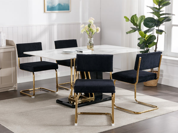 English Elm A&A Modern Armless Accent Chairs, Plush Black Corduroy, Gold Metal Base, Set Of 2 For Stylish Decor W114367601