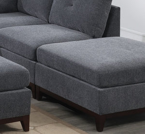 English Elm Modular Armless Chair Ash Chenille Tufted Cushion Exposed Wood Base Living Room B011104329