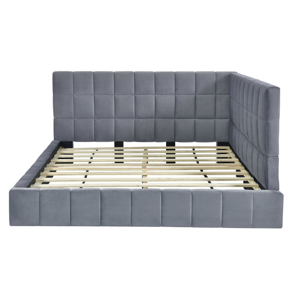 English Elm Full Size Velvet Upholstered Daybed Sofa Frame Mid-century Modern Guest Room Bed LP000715AAE-1