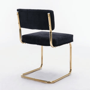 English Elm A&A Modern Armless Accent Chairs, Plush Black Corduroy, Gold Metal Base, Set Of 2 For Stylish Decor W114367601