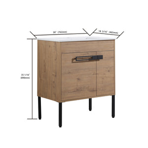 English Elm 30 Inch Bathroom Vanity With Sink – Transform Your Space With Modern, Versatile Design & Storage! W999S00077