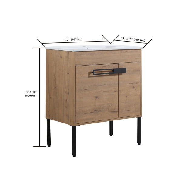 English Elm 30 Inch Bathroom Vanity With Sink – Transform Your Space With Modern, Versatile Design & Storage! W999S00077