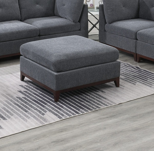 English Elm Modular Tufted Chenille Ottoman with Wood Legs for Contemporary Living Rooms B011104330
