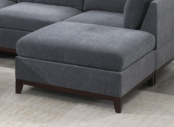 English Elm Modular Tufted Chenille Ottoman with Wood Legs for Contemporary Living Rooms B011104330