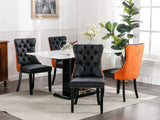 English Elm ,Nikki Collection Modern, High-End Tufted Solid Wood Contemporary Pu and Velvet Upholstered Dining Chair With Wood Legs Nailhead Trim 2- Piece s Set，Black+Orange, Sw2101Bo