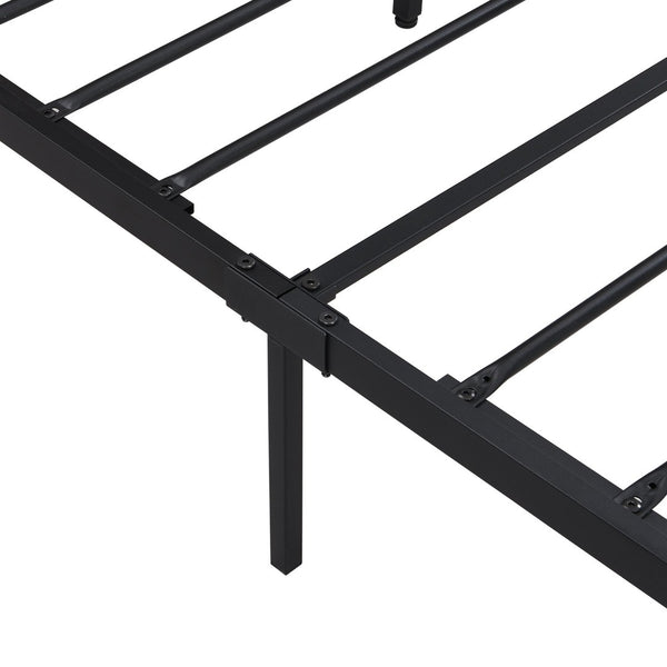 English Elm King Steel Platform Bed Wood Headboard Built-in Usb Outlet Under Storage Modern Frame W311119789