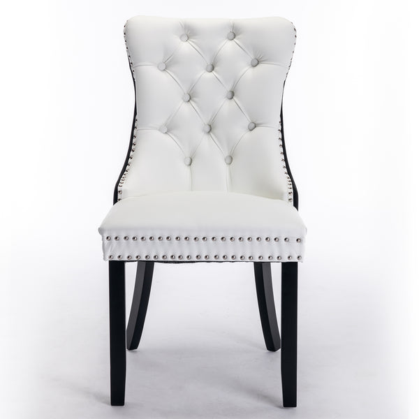 English Elm A&A Tufted Modern Dining Chair with Solid Wood Frame, High-Rebound Cushion, Nailhead Trim, Durable Design White+Black W114390195