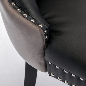 English Elm A&A Modern Nikki Collection Tufted Dining Chair with Solid Wood Frame, High-Rebound Cushion, Nailhead Trim Black+ Gray W114390196