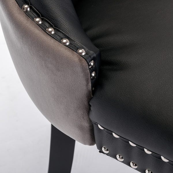 English Elm A&A Tufted Modern Dining Chair with Solid Wood Frame, High-Rebound Cushion, Nailhead Trim, Durable Design Black+ Gray W114390196