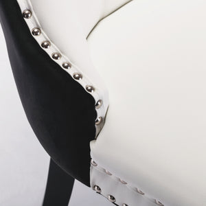 English Elm A&A Tufted Modern Dining Chair with Solid Wood Frame, High-Rebound Cushion, Nailhead Trim, Durable Design White+Black W114390195