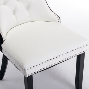 English Elm A&A Tufted Modern Dining Chair with Solid Wood Frame, High-Rebound Cushion, Nailhead Trim, Durable Design White+Black W114390195