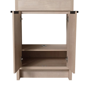 English Elm 24 Inch Freestanding Bathroom Vanity with Black Ceramic Sink, Soft-Close Doors, Plywood Base, Durable Finish (Modern) W999S00078