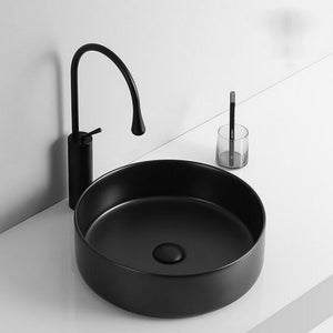 English Elm Ceramic Art Basin Vessel Sink – Stylish Above-Counter Bathroom Sink, Durable Glazed Easy-Clean Design W999104414