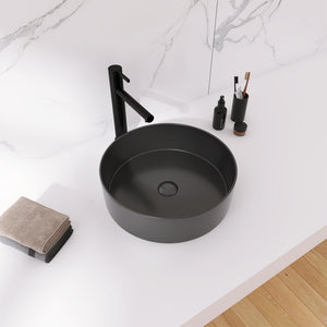 English Elm Ceramic Art Basin Vessel Sink – Stylish Above-Counter Bathroom Sink, Durable Glazed Easy-Clean Design W999104414