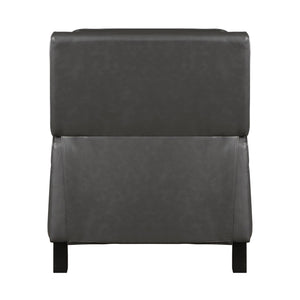 English Elm Push Back Reclining Chair Gray Faux Leather with Nailhead Trim Transitional Push-Back Comfort Recliner B011104413