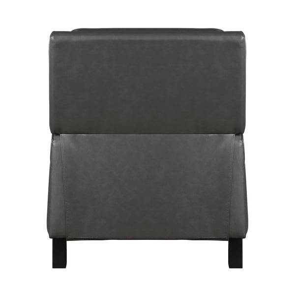 English Elm Push Back Reclining Chair Gray Faux Leather with Nailhead Trim Transitional Push-Back Comfort Recliner B011104413