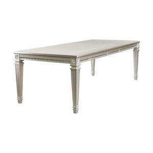 English Elm Modern Bevelle Dining Table with Extension Leaf Silver Finish Acrylic Crystal Inset Glamorous 96" B011104400
