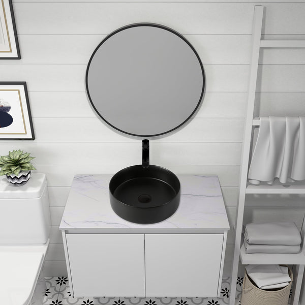 English Elm Ceramic Art Basin Vessel Sink – Stylish Above-Counter Bathroom Sink, Durable Glazed Easy-Clean Design W999104414
