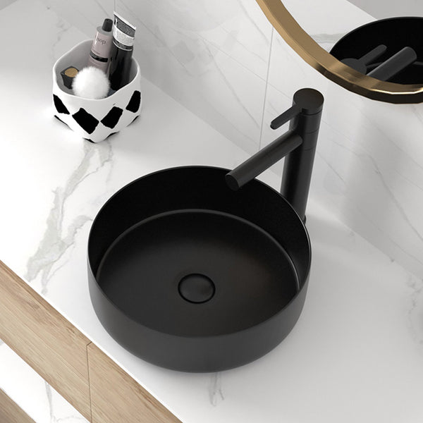 English Elm Ceramic Art Basin Vessel Sink – Stylish Above-Counter Bathroom Sink, Durable Glazed Easy-Clean Design W999104414