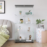 Two-Door Glass Display Cabinet - 4 Shelves Floor Standing 64.7