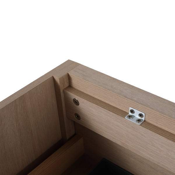 English Elm 24" Modern Bathroom Vanity With Black Ceramic Sink & 2 Soft-Close Drawers For Stylish Storage W999S00079