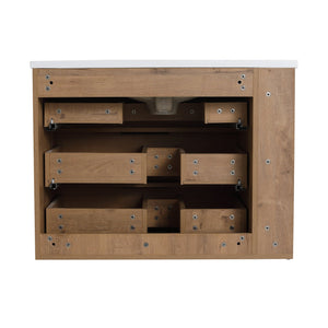 English Elm 30 Inch Bathroom Vanity With Resin Sink - Wall-Mounted, Soft-Closing Drawers, Modern Oak Finish W999S00080