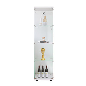 English Elm Glass Display Cabinet 4-Shelf Floor Curio with Tempered Glass Door, Sturdy Large Capacity Showcase White W1806P197873