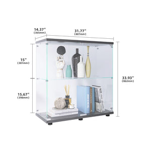 English Elm Two-Door Glass Display Cabinet With 2 Shelves – Elegant Curio Bookshelf For Collectibles & Decor W1806104442-GIGA