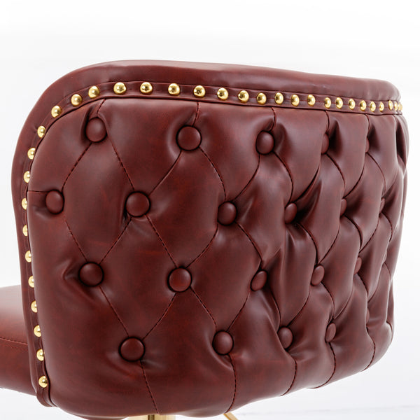 English Elm A&A Modern Swivel Barstools with Adjustable Height and Tufted PU Back for Home, Pub, Kitchen Island Burgundy W114390977