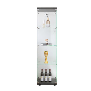 English Elm Glass Display Cabinet 4-Shelf Floor Curio with Tempered Glass Door, Sturdy Large Capacity Showcase Black W1806P197872