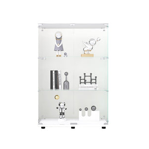 English Elm Two-Door Glass Display Cabinet With 3 Shelves - Elegant Curio Bookshelf For Living Room, Office, And More W1806104444-GIGA