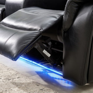 English Elm Le145 Manual Reclining Sectional with Led Underlighting and Usb Charging Faux Leather Black W1805S00002